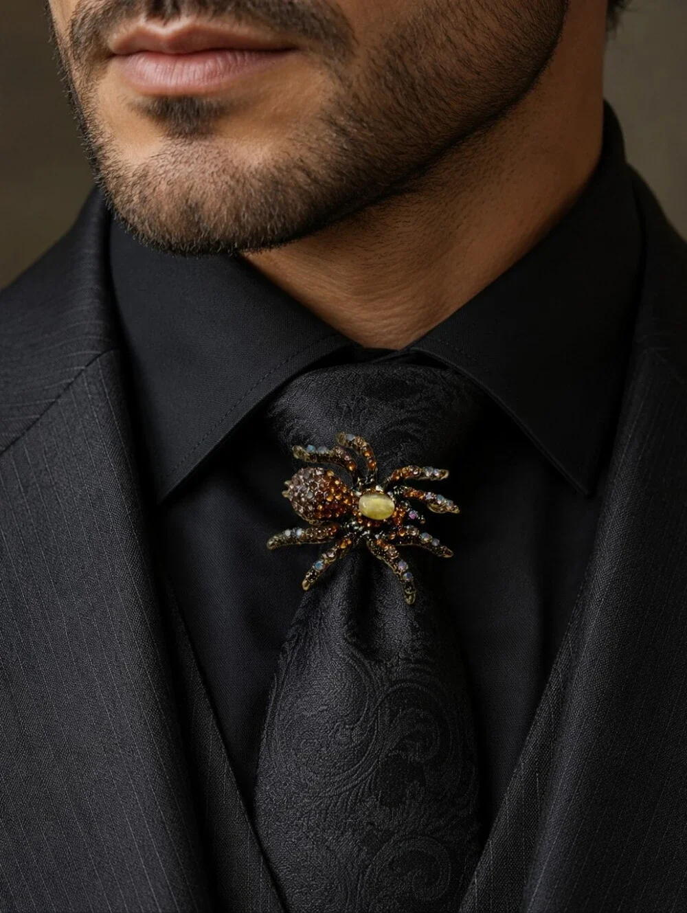 Sparkling Spider Brooch Pendant with Rhinestones Tarantula